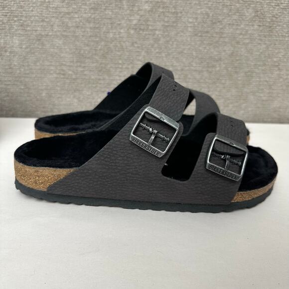 Birkenstock Arizona Shearling Suede Sandals Black Size 42 Women’s 11-11.5 Narrow main image 6